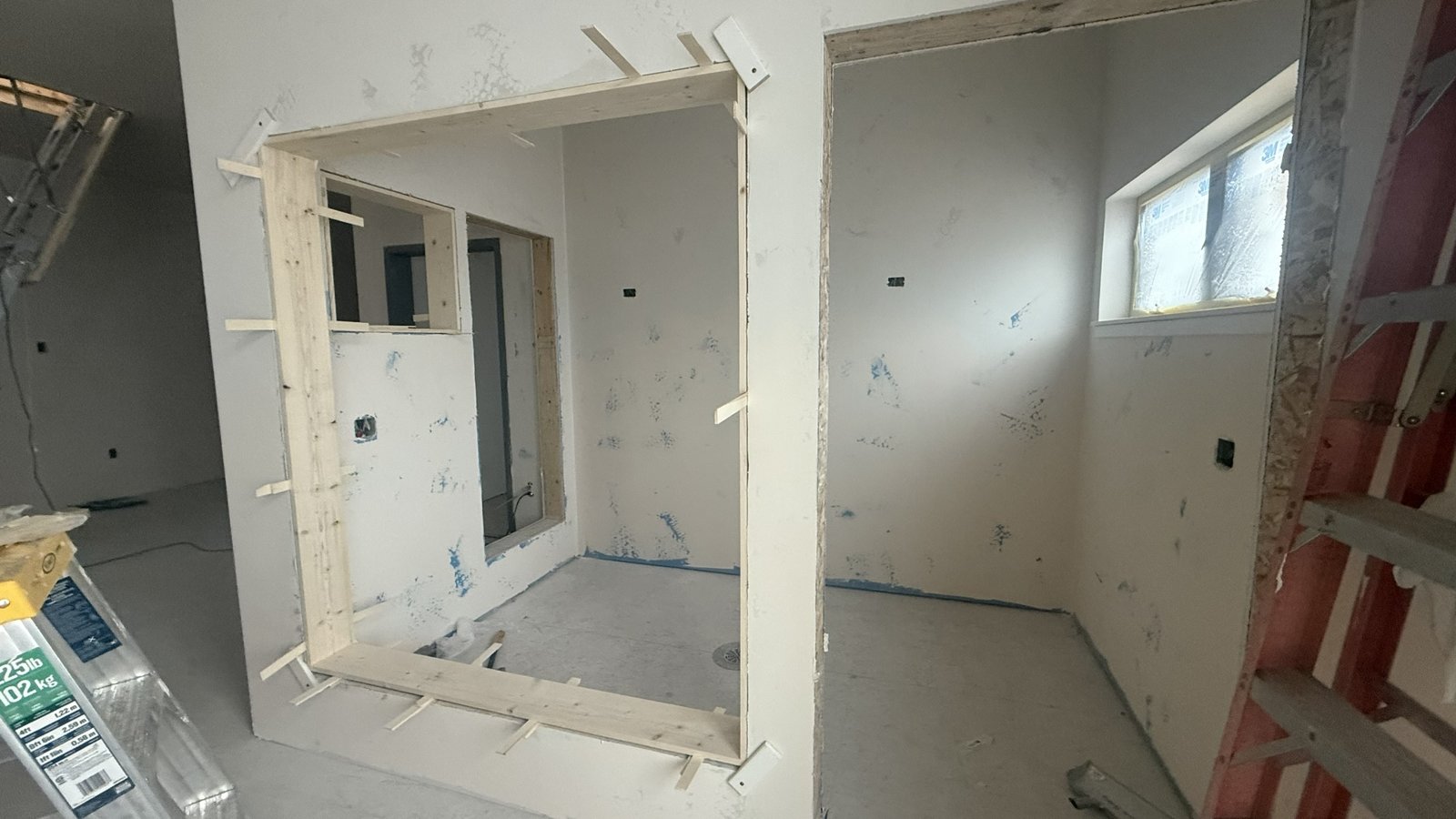 Interior framing and openings during construction