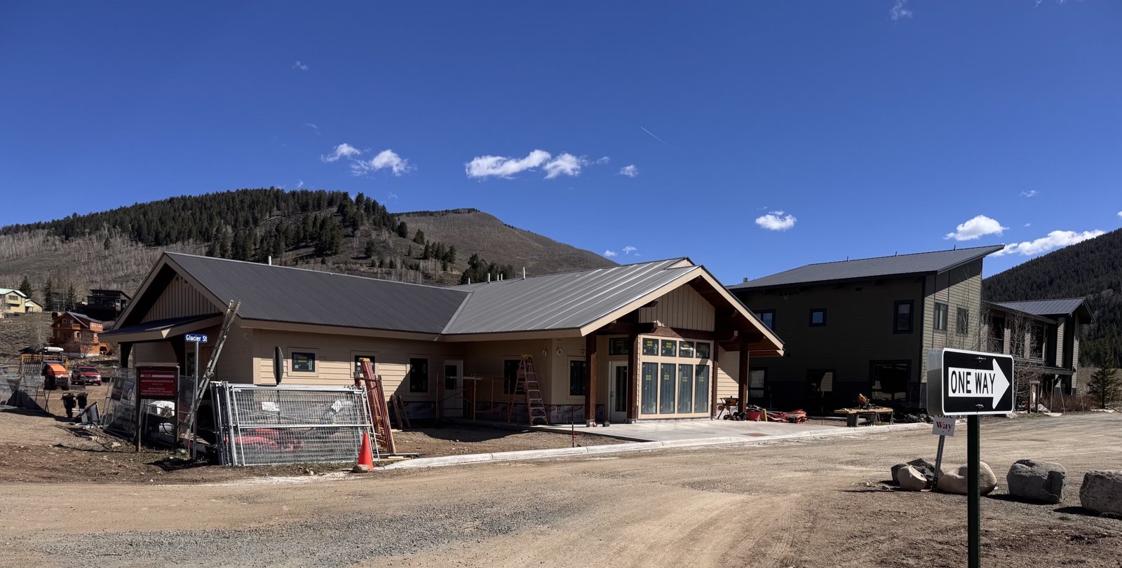 The finished exterior of Cement Creek Veterinary Hospital on Glacier Street