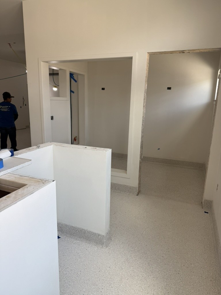 Built-in cabinetry going in as the interior wraps up